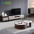 wooden TV stand and coffee table modern